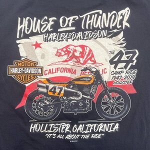 Harley-Davidson Shirt Hollister 2019 Bike Rally Black House of Thunder Size L